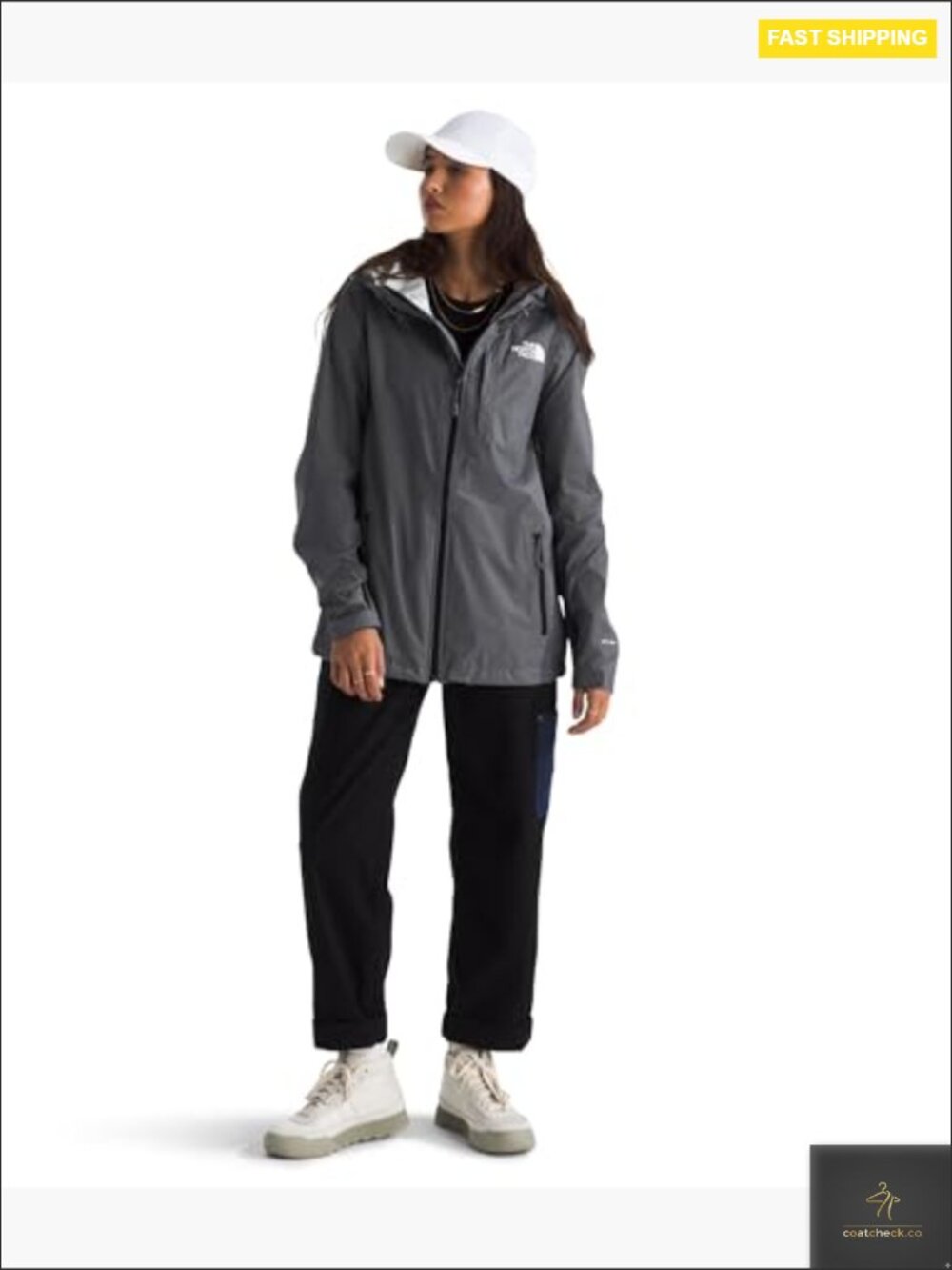 Waterproof Rain Jacket with Adjustable Hood Pit-Zip Venting Lightweight Nylon - Picture 5 of 7